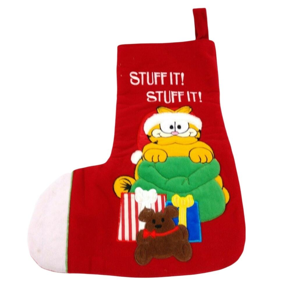 Vintage Dakin Garfield Christmas Stocking 17in Stuff It! Stuff It! Pookie